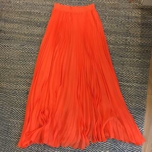 Orange Maxi Pleated Skirt